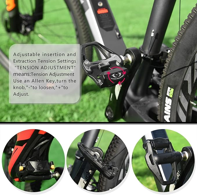 KOOTU KEO Bike Pedals 9/16" Universal Road Bike Pedals Bicycle Platform Pedals Clipless Pedals Suitable for Road Bike Spin Bike MTB Indoor Bike