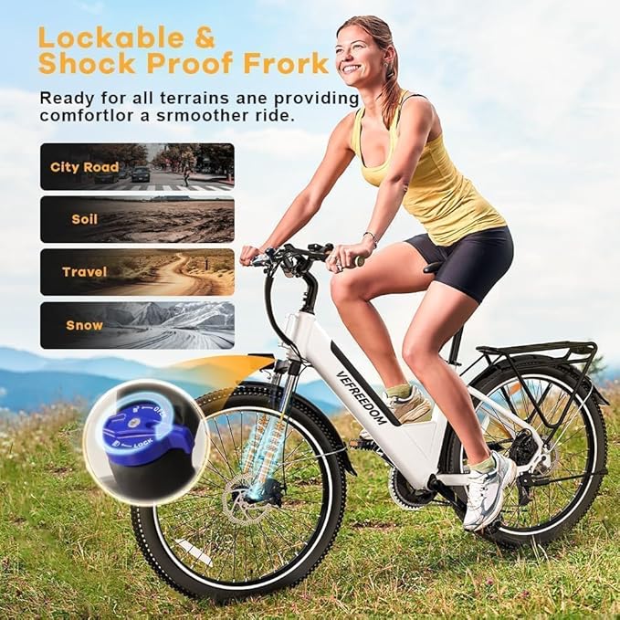 26" Electric Bike for Adults,1000W Motor Peak Ebike Max Long Range 70 Miles & 28 Mph by 48V Removable Battery,Commuter Fast E-Bikes,7-Speed Step Thru Electric Bicycles UL Certified
