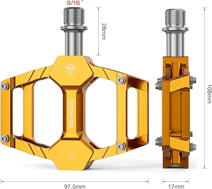 Mountain Road Bike Pedals -Bicycle Flat Pedals Aluminum 9/16" Sealed Bearing- Lightweight Platform for Road Mountain BMX MTB Bike Children's Bicycle