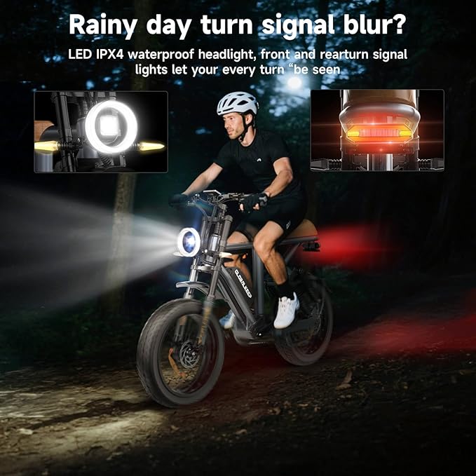 Electric Bike for Adults - 16/20 Inch Fat Tire Ebike, 750W/Peak 1500W Motor Ebike, 48V15.6AH Detachable Battery, 4 Riding Modes Electric Dirt Bike