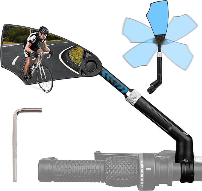 Retractable Bike Handlebar Rear View Mirrors 2 Pack - 360 ° Adjustable Flat Rotation Anti-Glare Glass Lens Bicycle Rearview Mirror, For the Bicycle Ebike Scooter 21-24mm Handlebar