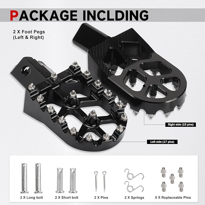 Dirt Bike Foot Pegs CNC Anti-Slip Wide Footpegs for CRF50 CRF70 Coleman CT100U CT200U BT200X CC100X CRF XR50 70 110 125 SSR Apollo TaoTao Mini Bike Motorcycle Dirt Pit Bike Pedals(Black)