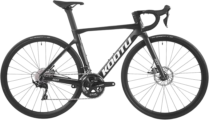 KOOTU Carbon Road Bike, T800 Lightweight Carbon Fiber Frame Racing Bicycle with Shimano 105 R7000 22 Speed Groupset and Mechanical Disc Brake for Adult
