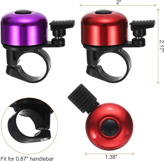 HARFINGTON Bike Bell Mini Bicycle Bell with Loud Crisp Clear Sound Bike Ring Bell Aluminum Bike Accessories