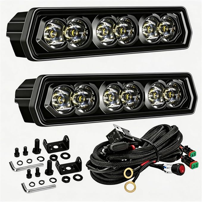 LED Light Bar 6 Inch, YCHOW-TECH 2PCS 120W Spot Beam Light Bar Driving Fog Off Road Lighting Backup Reverse Lighting Slim LED Pods for Trucks UTV ATV Marine Boat Golf Cart Trailer