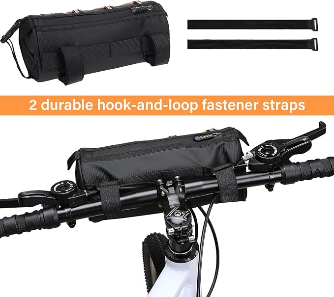 MOSISO Bike Handlebar Bag, Waterproof Bicycle Front Frame Pouch, 2.5L Bike Top Tube Bag Bicycle Roll Storage Pack Cycling Accessories Cylinder Pouch with Shoulder Strap, Black