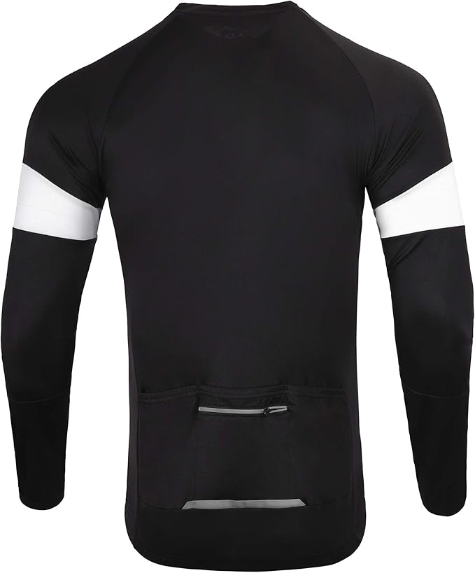 Dooy Men's Cycling Bike Jersey Long Sleeve Full Zipper Biking Shirt with 3 Rear Pockets, Breathable MTB Shirts Basic Series
