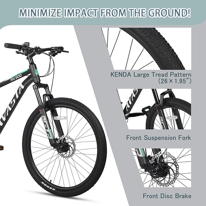 AVASTA AV300 26 27.5 inch Mountain Bike with 21-Speed, Aluminum Frame, Dual Disc Brake, Comfortable Saddle, Multiple Colors