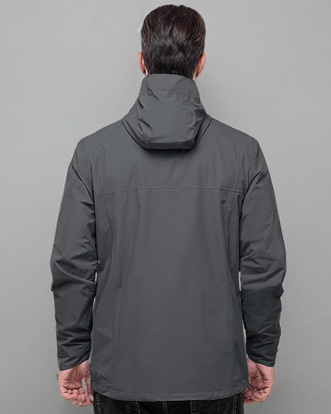 Outdoor Ventures Men's Packable Rain Jacket Waterproof Lightweight Raincoat with Hood Windproof Cycling Jackets