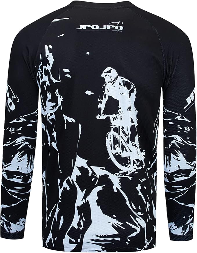 JPOJPO Men's Mountain Bike Jersey Long Sleeve MTB Off-Road Racing Downhill Motocross Shirts Quick Dry&Moisture-Wicking Tops
