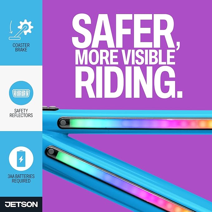 Jetson Light Rider Kids’ Light-up Unisex Bike, LED Light-up Frame, 3 Different Light Modes