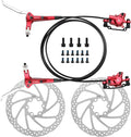 2-Pistons MTB Disc Brake Set Hydraulic Disc Brake Kit Left Rear Right Front with 160mm Rotors Aluminum Alloy Hydraulic Brake Fit for Mountain Bike E-Bike Fat Bike (Red)