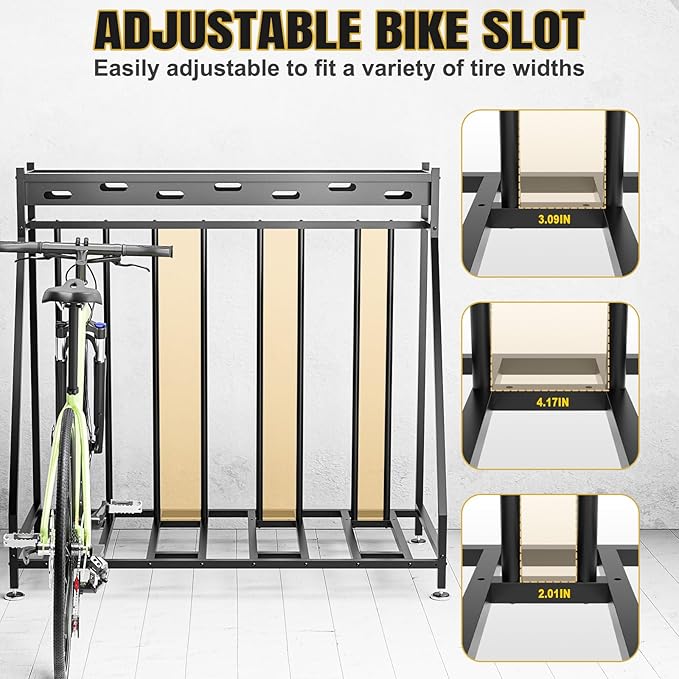 4 Bike Stand Steady Bike Rack Garage with Baskets Storage Indoor Bike Storage Rack Metal Floor Bicycle Station for Parking Suitable for Mountain, Hybrid, Adult and Kids Bikes