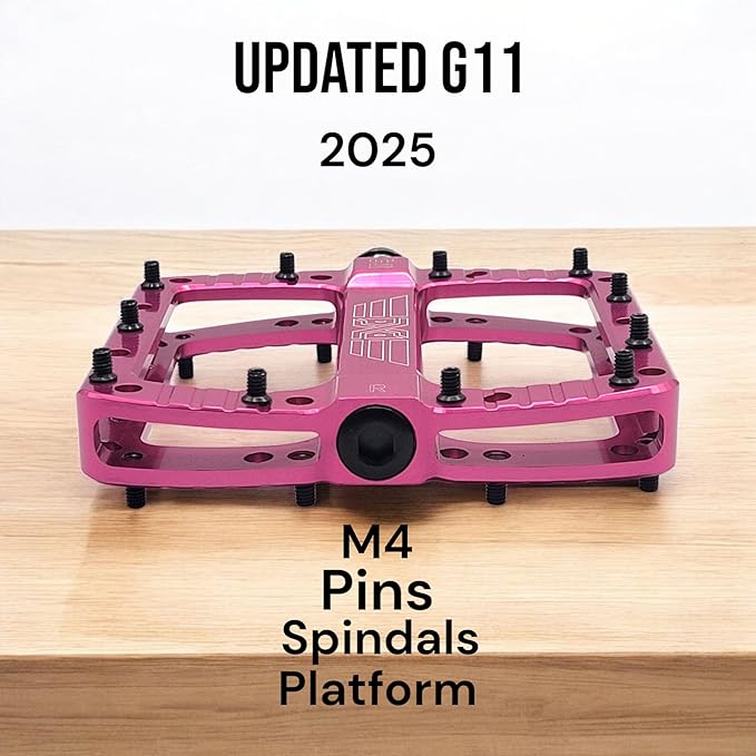 PDX G11 Mountain Bike Pedal MTB Pedal Large Concave Platform Machined Aluminum Polished Bicycle Non-Slip Pedals 9/16 Chromoly Spindle Smooth Ball Bearings