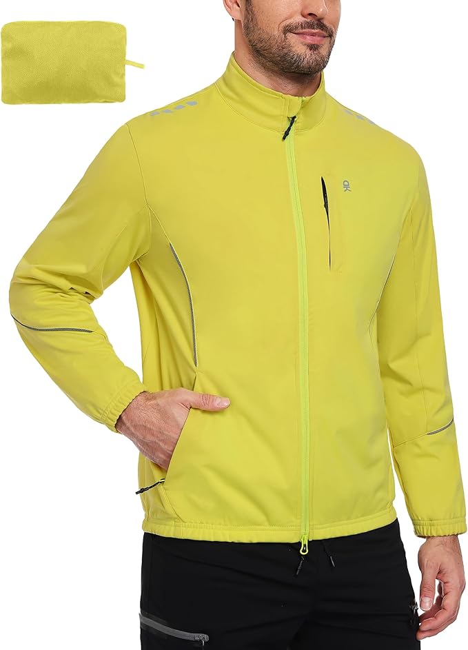 Little Donkey Andy Men's Cycling Jackets Reflective Packable Running Jacket Windproof Water-Resistant for Hiking Biking