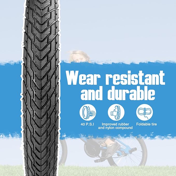 ZUKKA 20 x 2.35 Bike Tire 1/2 Pack 20 inch x 2.35 BMX Bike Tire Folding Replacement Tire for MTB Mountain Bike, BMX Bicycle Commuter Bike