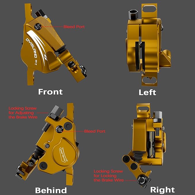 XT-7 Hydraulic Disc Brakes Calipers,Line Pulling/Cable Actuated Front & Rear Brake Calipers for MTB/Mountain Bike/E-Bike.