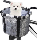 Lixada Bike Basket, Small Pet Cat Dog Carrier Bicycle Handlebar Front Basket Folding Detachable Removable Easy Install Quick Released Picnic Shopping Bag, Max. Bearing: 11lbs