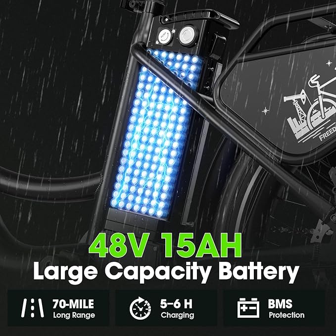 Electric Bike for Adults - 1000W Peak Motor Ebike with 48V15Ah Removable Battery, 20" x 3.0 Fat Tire Step-Thru 7-Speed Commuter Electric Bicycle, Up to 24 MPH, 70 Miles Range, UL 2849 Certified.