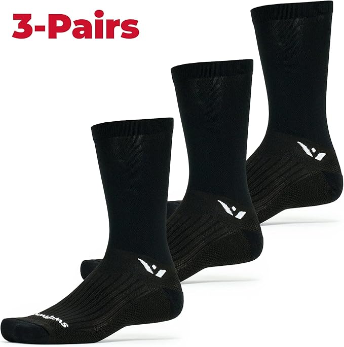 Swiftwick- PERFORMANCE Crew Cycling Socks, USA Made, Max Durabiltiy, Moisture Wicking Socks