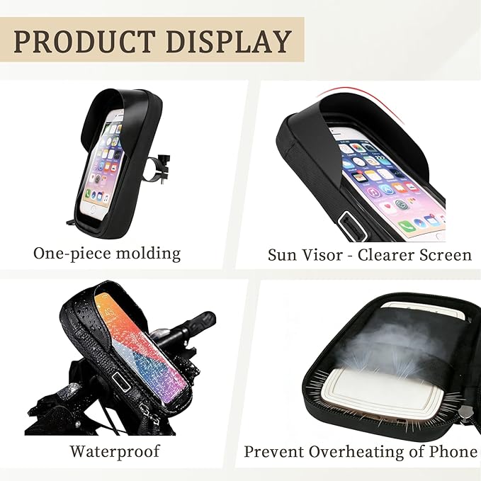 PSLER Bike Frame Bag Waterproof - Bike Top Tube Bag, Mountain Biking Accessories & Bicycle Pouch, Bicycle Top Tube Bag Accessories for Phones 4.5" to 6.4", Fits 22.2-30mm Tubes, Small
