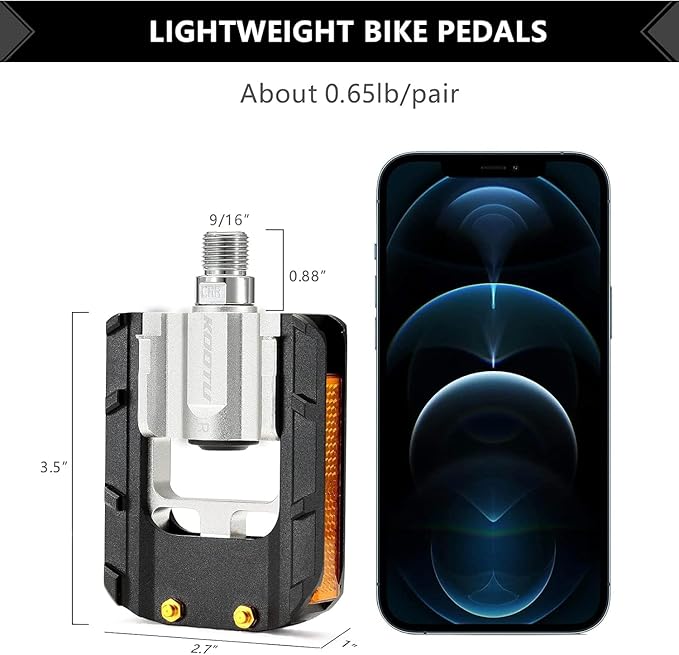 SAVADECK Folding Bike Pedals,Aluminum Alloy Pedals 9/16'' Platform Flat Pedal with Anti-Slip Nails and Reflector, Foldable Bicycle Pedals for MTB Road City Folding Bike