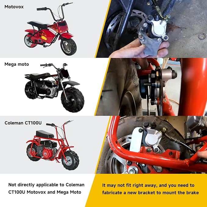 HIAORS Upgraded Hydraulic Brake Master Cylinder Caliper With Brake Pad Assembly Hose Tube for 97cc 2.8HP Baja Doodlebug Dirtbug DB30 Mini Bike Dirt Bike Moto Parts