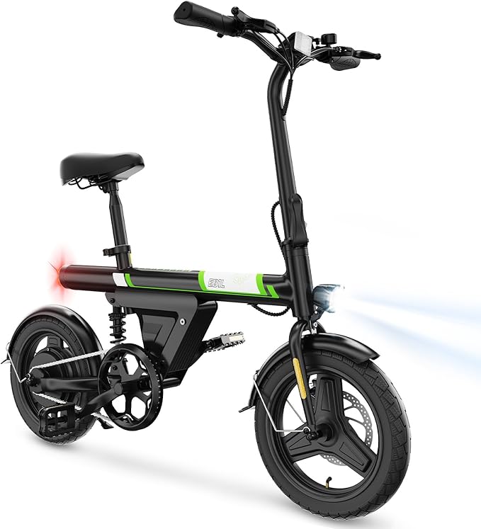 Mini Foldable Electric Bike for Adults, 750W Peak Folding Ebike, 36V 7.8Ah Battery 15 Miles, 14" Small Adult Electric Bicycle for Commuting (Ebike, Black)