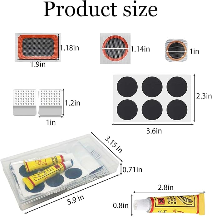 Bike Tire Repair Kit,Bycicle Inner Tube Puncture Patch Kits,Vulcanizing Patches, Glueless Emergency Puncture Patches, Tire Levers & Rasp Tools, Portable Bicycle Inner Tube Repair Tools