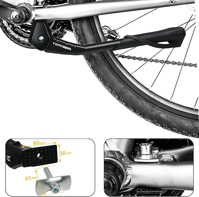 Bike Kickstand Enhanced,Rear Side/Center Mount,Aluminum Alloy Bicycle Kick Stand Adjustable Kickstand for adult bike 700C 24" 26" 28" 29 inch Mountain Road bike(Black Center 24"-29" Bike)
