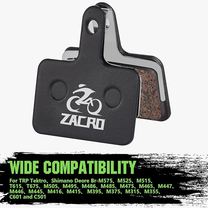 Zacro 2/4 Pairs Bike Brake Pads, Ceramic Bicycle Disc Brake Pads Fit for Tektro Shimano TRP Deore Br-M575 B01s Mt200 M525 M515 T615 T675 M505 M495 M486 M485, Mountain MTB Ebike Brake Pads Replacement