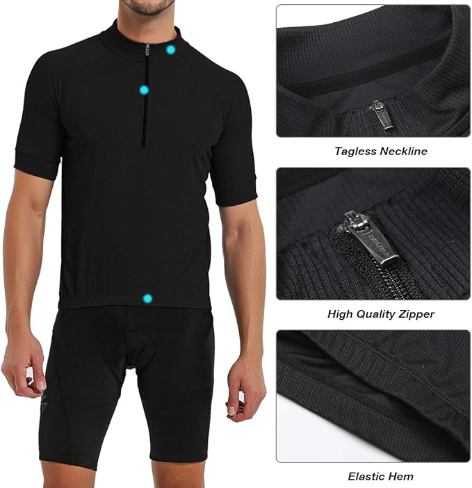 CATENA Men's Cycling Jersey Short Sleeve Shirt Running Top Moisture Wicking Workout Sports T-Shirt