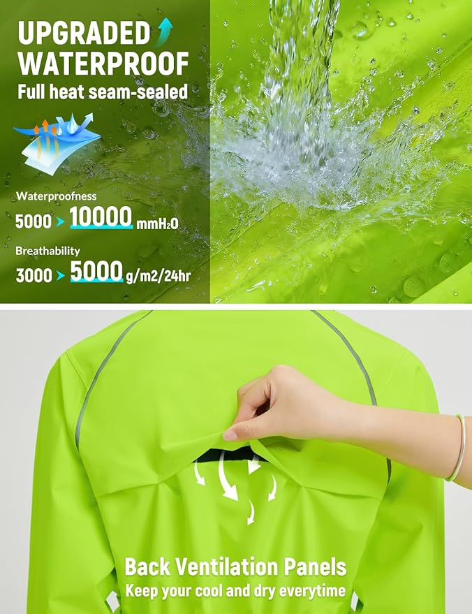 baleaf Women's Rain Jackets Waterproof Windbreaker Packable Lightweight Cycling Running Jacket Hiking Gear Reflective Hooded