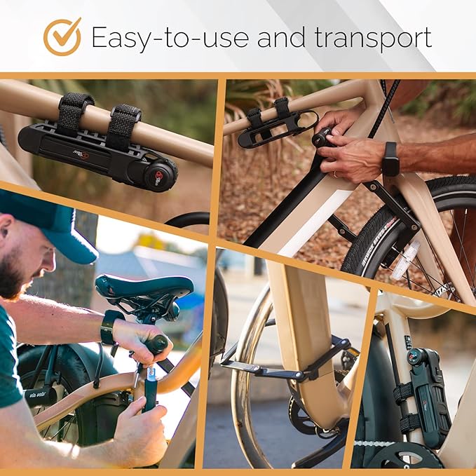 Via Velo 2 Folding Bike Lock Set | Same Key System 4 Keyed Alike Keys, Heavy Duty Hard Steel, Lightweight, Bike Lock for Electric Bike, Electric Scooter, Dirt Bike for Adults with Mounting Case