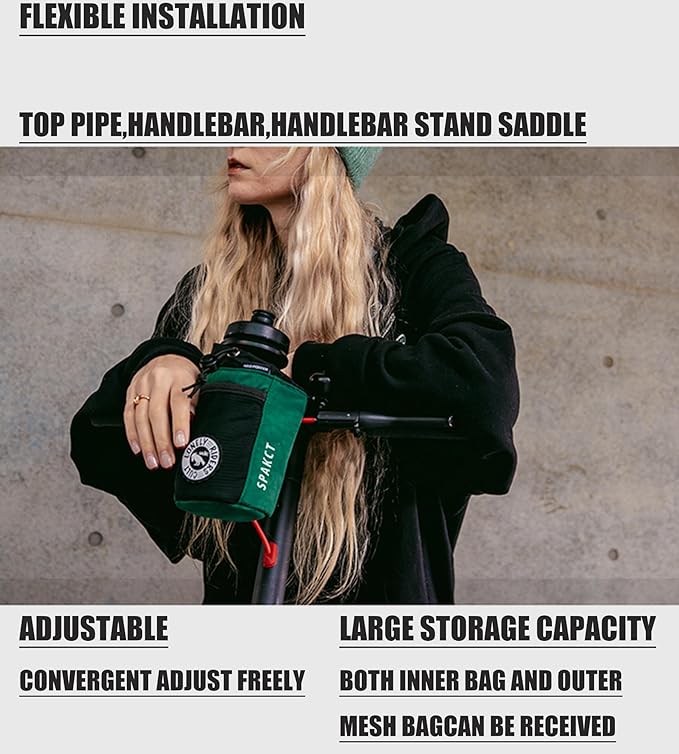 Bike Cup Holder,Bike Stem Bag,Bike Water Bottle Holder,Bike Handlebar Bag,Waterproof Bicycle Frame Bag,Bike Bags for Bicycles,Bike Feed Bag,Bike Snack Bag (Dark green)