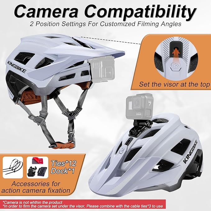 KINGBIKE NTA-8776 Mountain Bike Helmet Professional Ebike Helmets with 3-Level Adjustable Visor & Camera Mount E-MTB Helmet for Adults Men Women Youth E-Bike Safety Certified