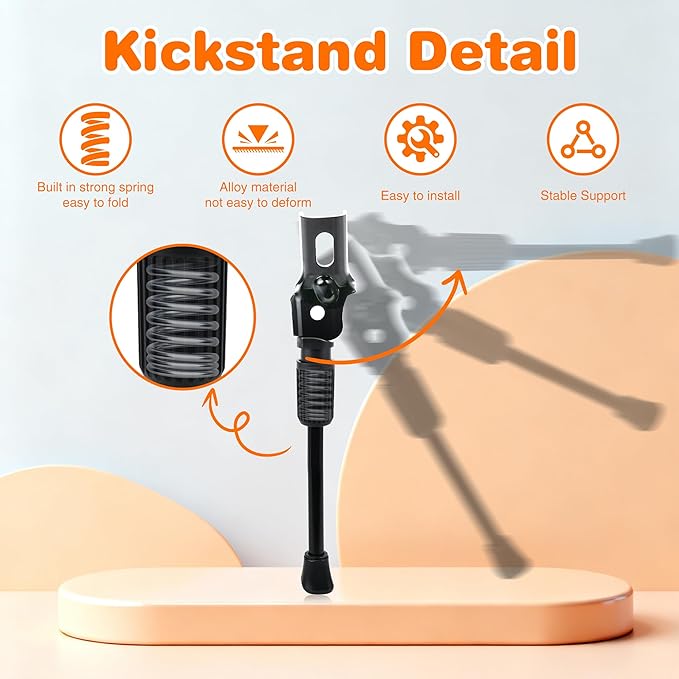Kids Bike Kickstand for 14/16/20 inch Bicycle Adjustable Center Mount Stand Steel