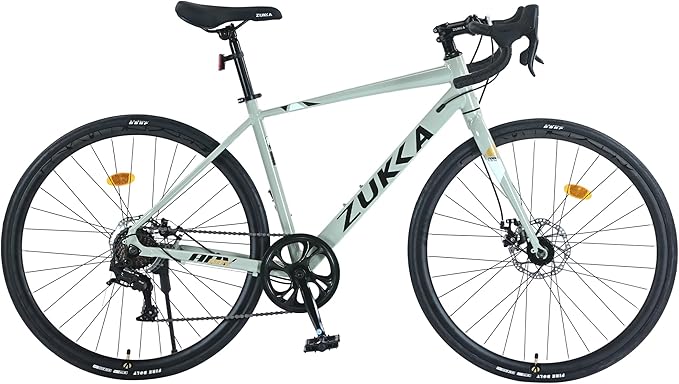 7 Speed Road Bike,700C Wheel Road Commuter Bicycle with Dual Disc Brakes,Light Aluminum Alloy Frame,Adult Faster Racing Bike for Men and Women