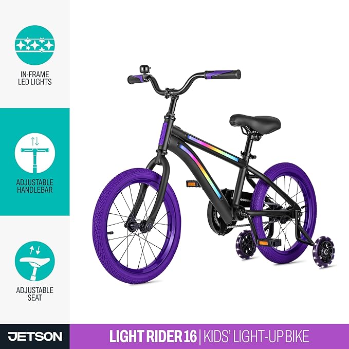 Jetson Light Rider Kids’ Light-up Unisex Bike, LED Light-up Frame, 3 Different Light Modes