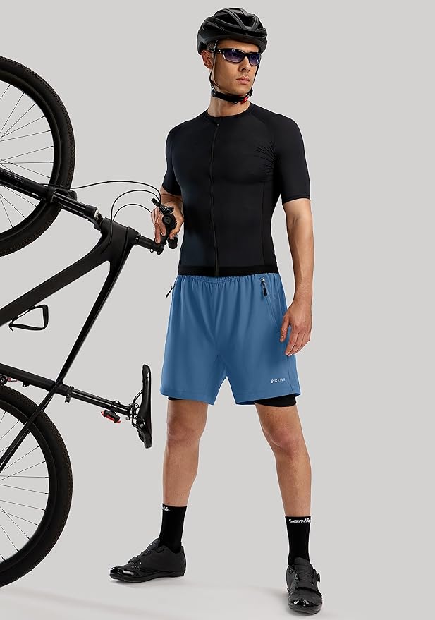 Bikewa Men's Mountain Bike Shorts 3D Padded Loose-fit Riding Biking Cycling Bicycle Biker Shorts for Men Zipper Pockets