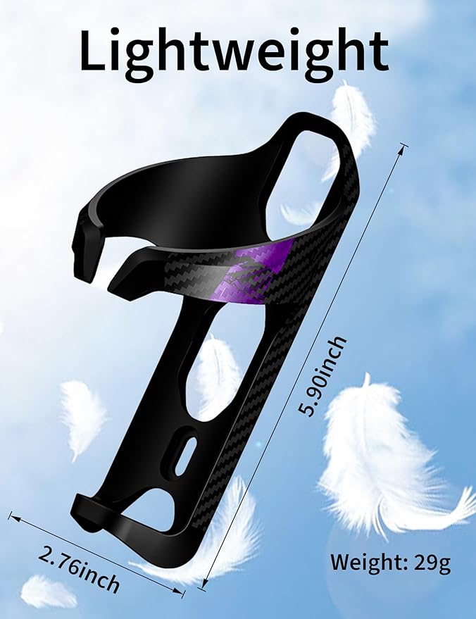 ENLEE for Bottles Diameter: 66-72mm Bike Water Bottle Cage, Lightweight Carbon Purple Bicycle Water Bottle Cage, Water Bottle Cage for Mountain/Road Bike with Screws Tool