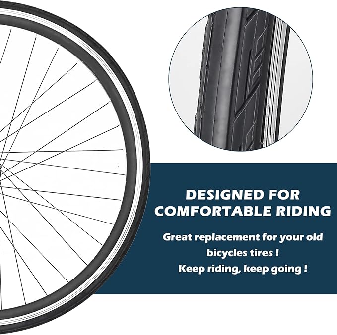 1 or 2 Pack 700X23C/25C/28C/35C Road Bike Tires with or Without 2 Inner Tubes Presta Valve and 2 levers for City Commuter Road Pavement Garden Trail Bike Tires