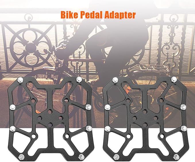 plplaaoo 1 Pair Bike Pedal Adapter,Universal Clipless Pedal Platform Adapter,Bike Bicycle Clipless Platform Adapter Pedal,Aluminum Alloy Bike Pedal Adapter Platform Adapters for SPD(Black)