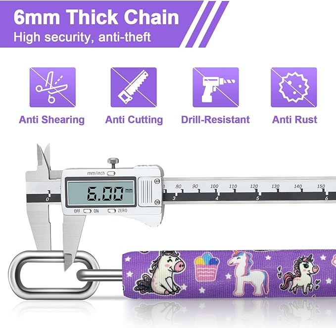 NDakter Bike Lock, 5 Digit Combination Heavy Duty Anti Theft Bicycle Chain Lock, 2.62/3.2/4.27/5/6Ft Long, High Security Resettable, Suitable for Bike, Scooter, Door, Gate, Fence-4/6mm Thick