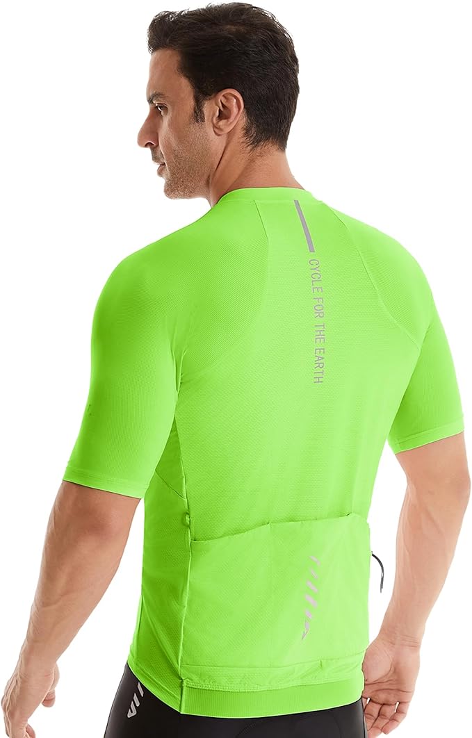 Wulibike Cycling Jersey Men Short Sleeve, Road Bike Shirts 1/4 Zipper with Pockets, Bicycle Clothing Breathable Quick Dry