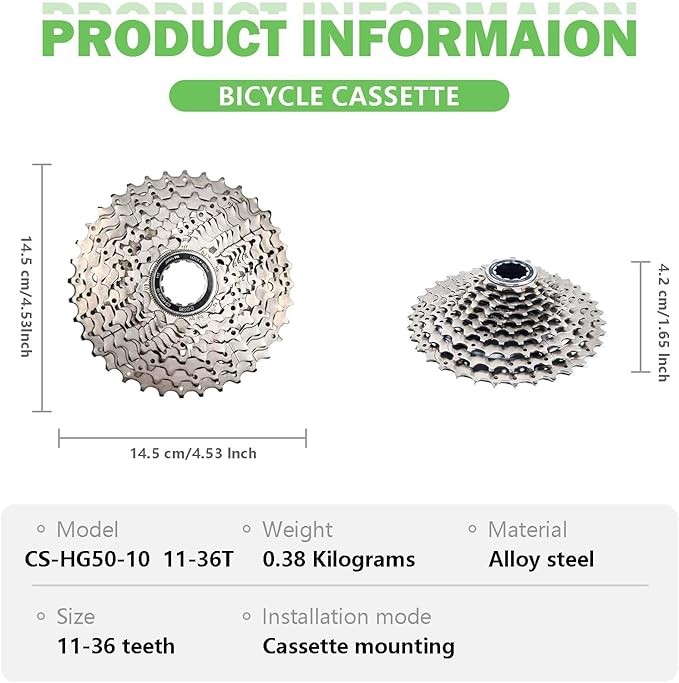 Bike Cassette 10 Speed Cassette Sprockets CS-HG500-10 Bike Sprocket for Mountain Bike Folding Bike Commuter Bike