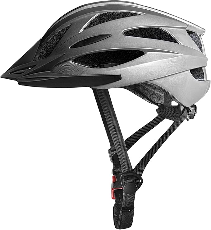 Bike Helmets for Adults, Mountain Bike Helmets for Men with Visor, Adjustable Fit Bicycle Helmet for Women, Road Recreational Cycling Helmet with Chin Strap