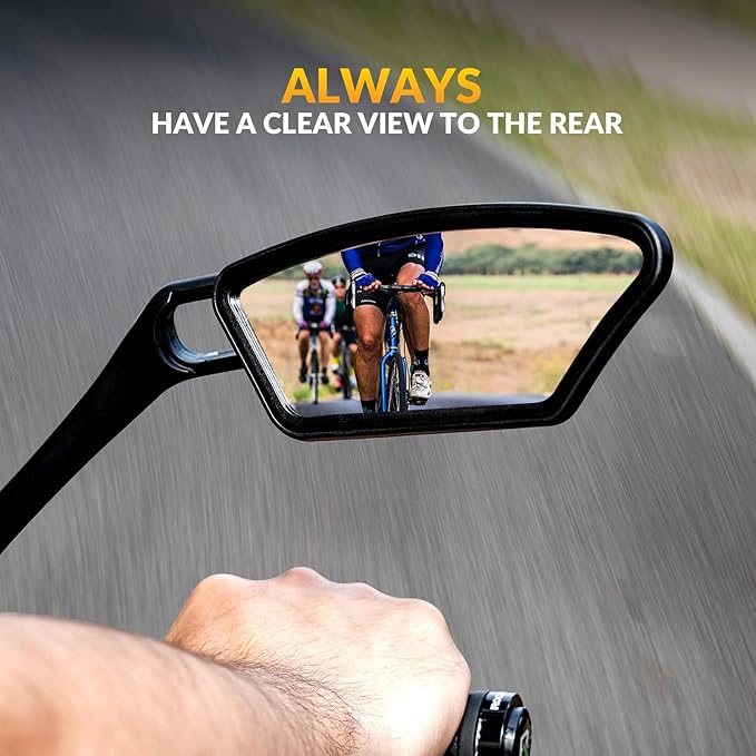 ROCKBROS Bike Mirrors for Handlebars HD Blast-Resistant Bicycle Mirror for Ebike 360 Degree Adjustable Bike Rear View Mirror Easy to Install Left