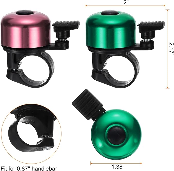 HARFINGTON Bike Bell Mini Bicycle Bell with Loud Crisp Clear Sound Bike Ring Bell Aluminum Bike Accessories