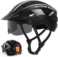 OutdoorMaster Adult Bike Helmet - Bicycle Helmet with Rechargeable Rear LED Light, Detachable Magnetic Goggles, Removable Sun Visor - Suitable for Commuting and Cycling for Men and Women
